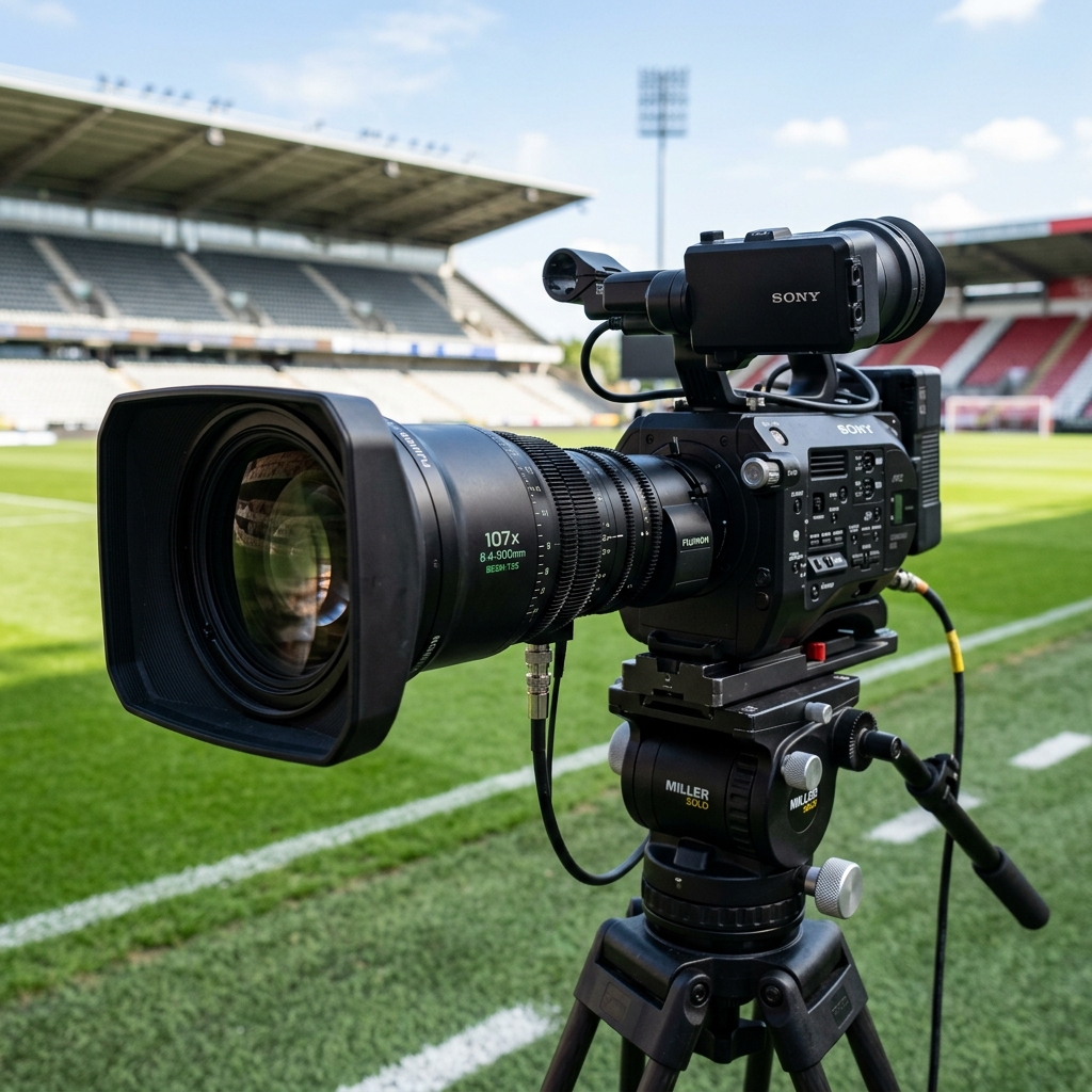 Profesjonalna kamera transmisyjna na stadionie